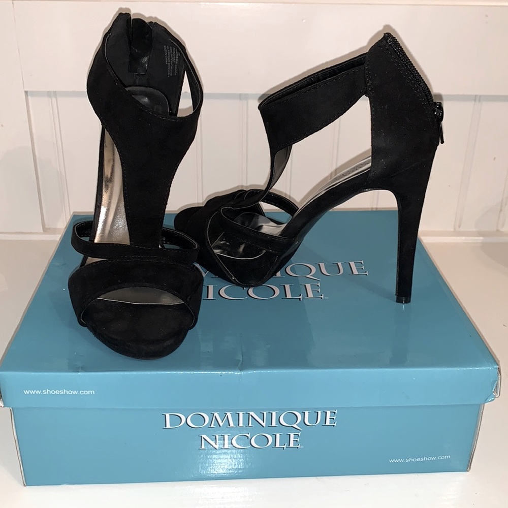 Dominque Nicole Black Strappy Heels